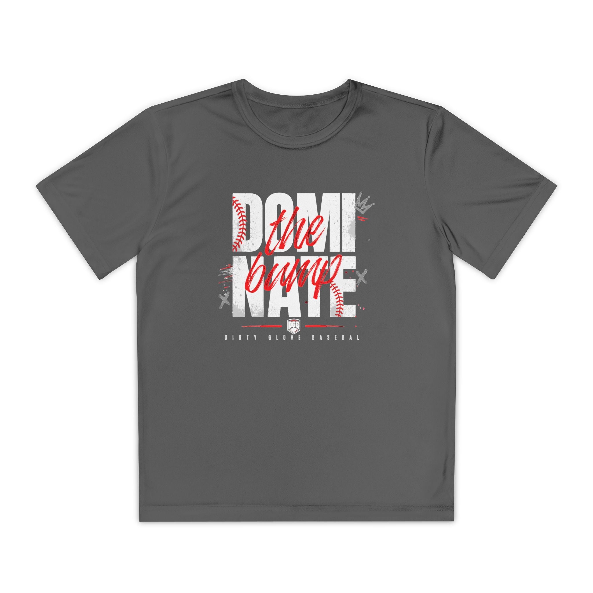 Dirty Glove Baseball | "Dominate The Bump" | T-shirt | Youth | Dark colors