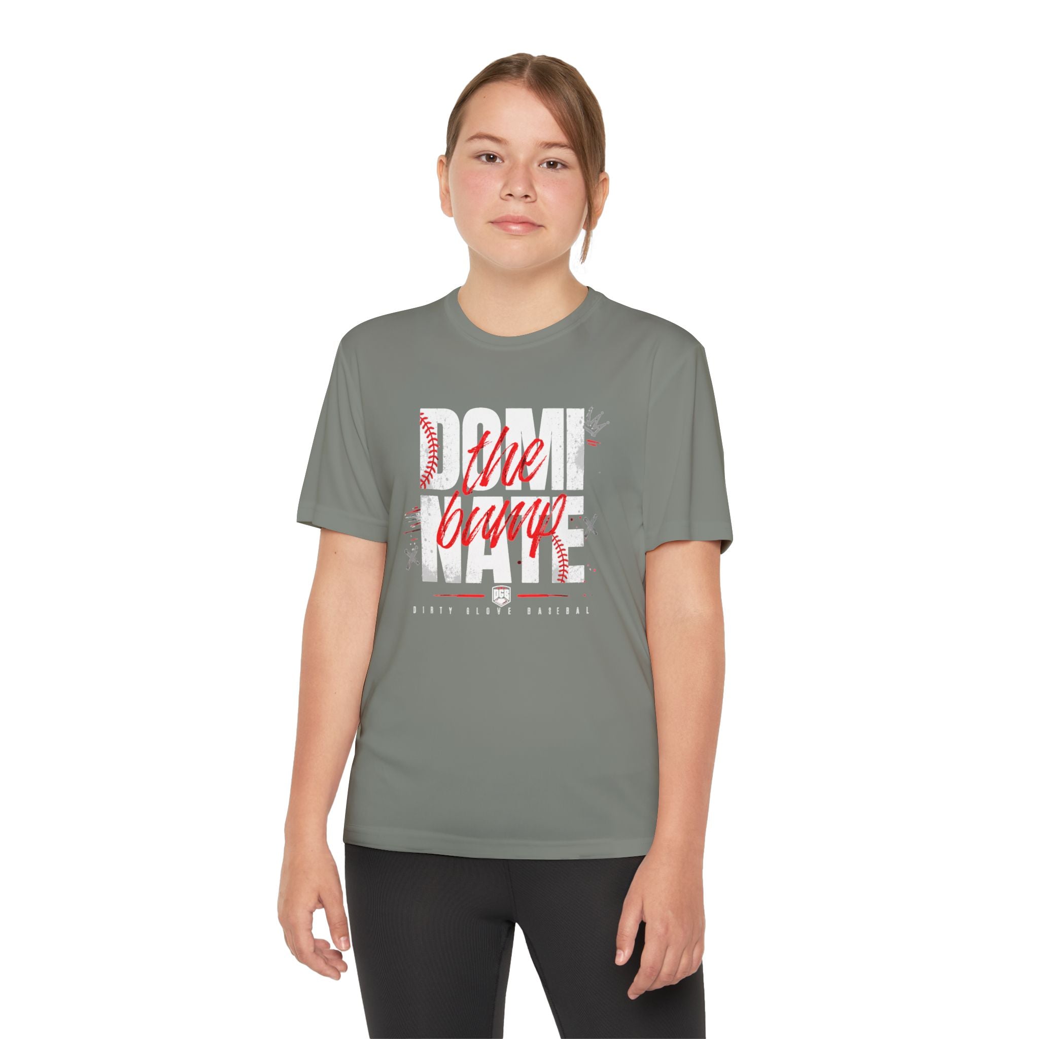 Dirty Glove Baseball | "Dominate The Bump" | T-shirt | Youth | Dark colors
