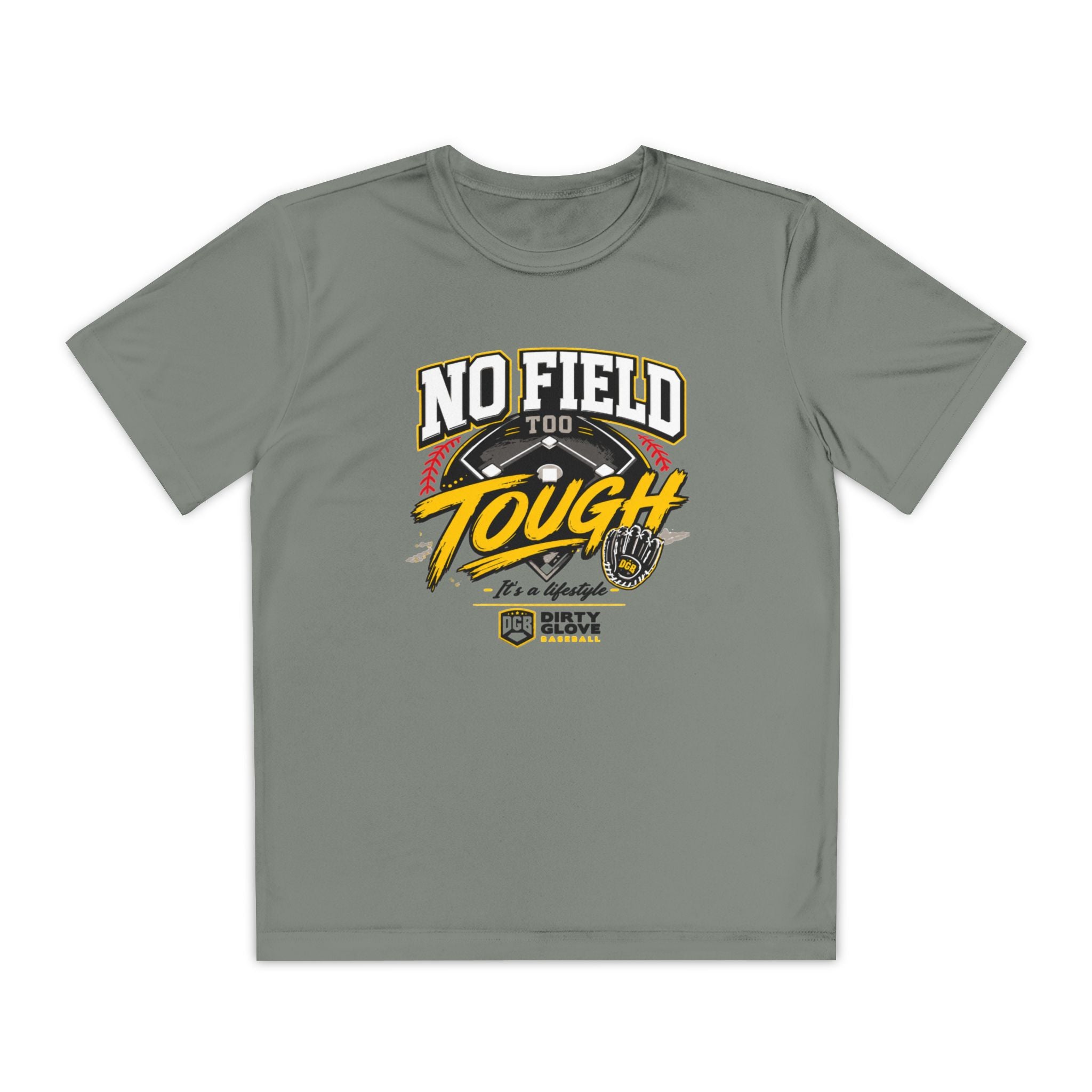 Dirty Glove Baseball | "No Field Too Tough" | T-shirt | Youth