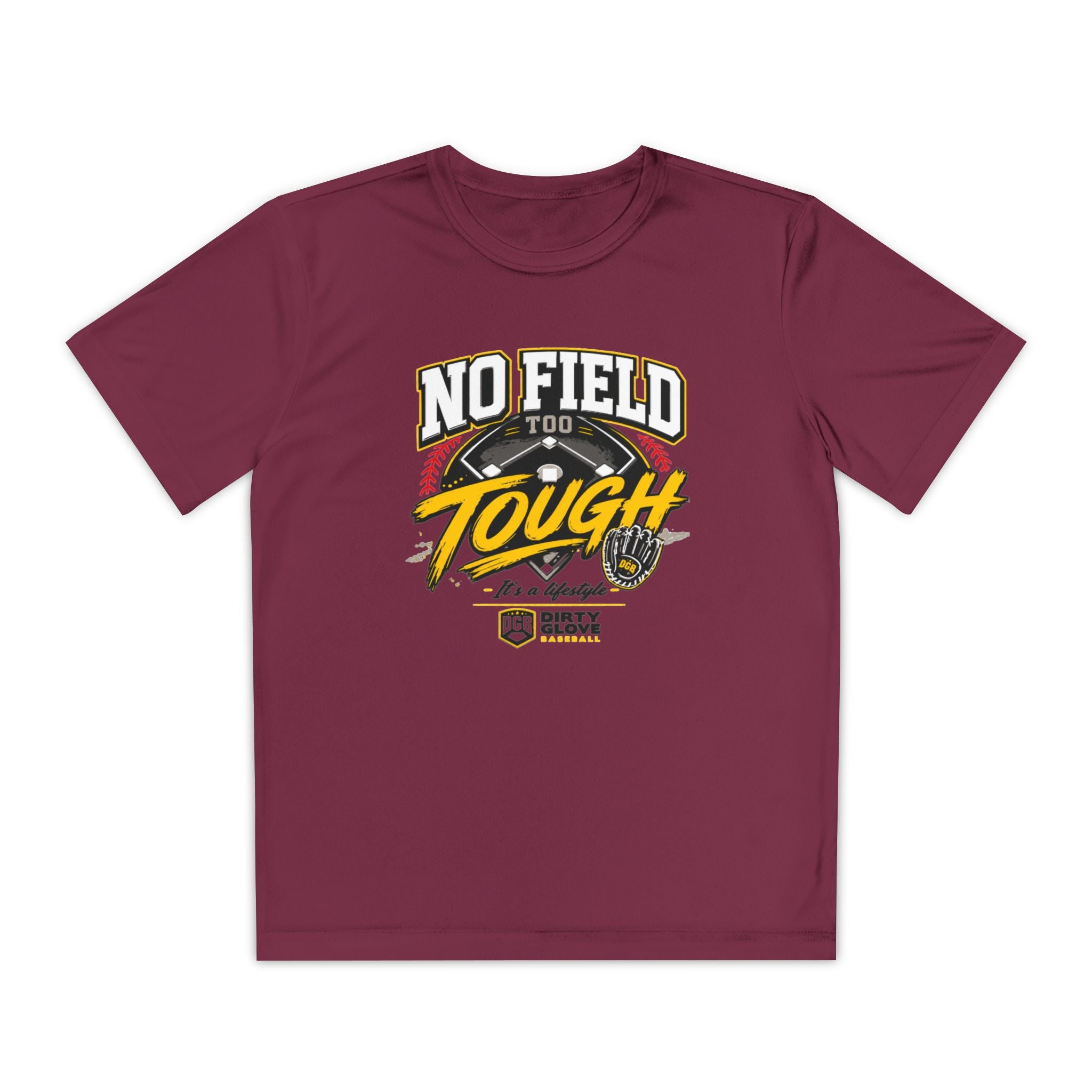 Dirty Glove Baseball | "No Field Too Tough" | T-shirt | Youth